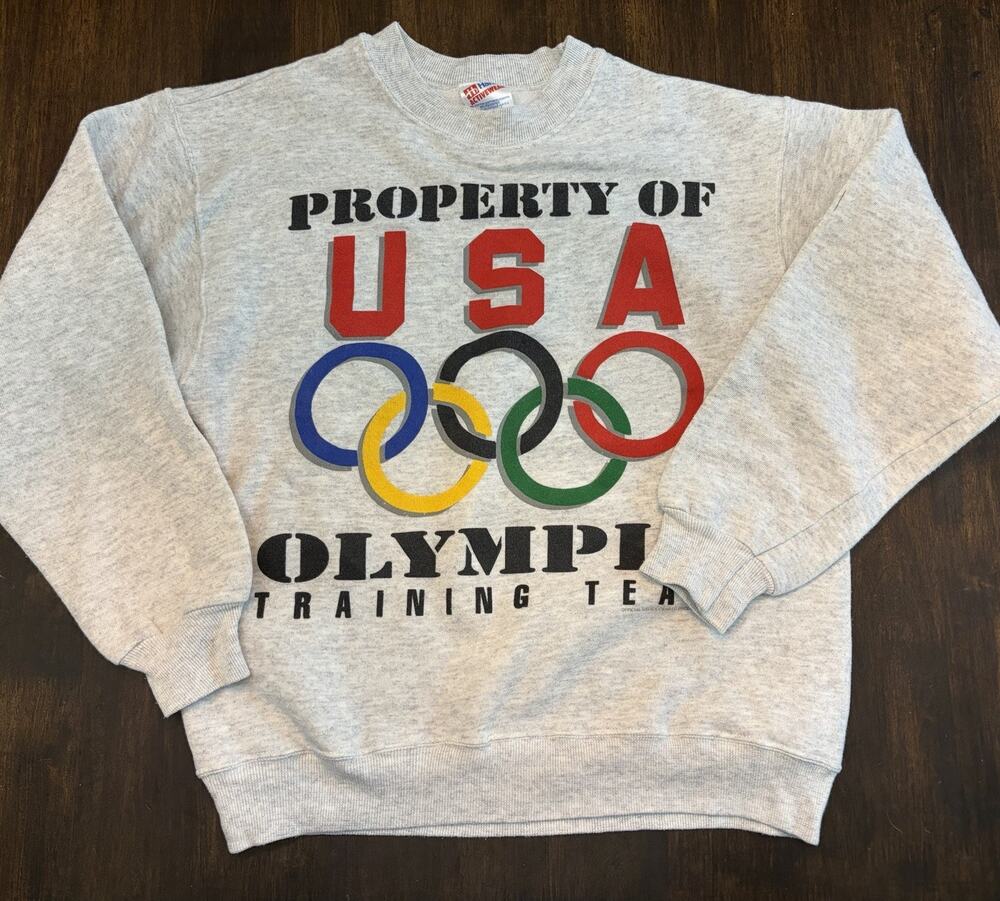 X-4 Vtg 90s USA Olympic Training Team Crewneck Sweatshirt Medium Logo Gray